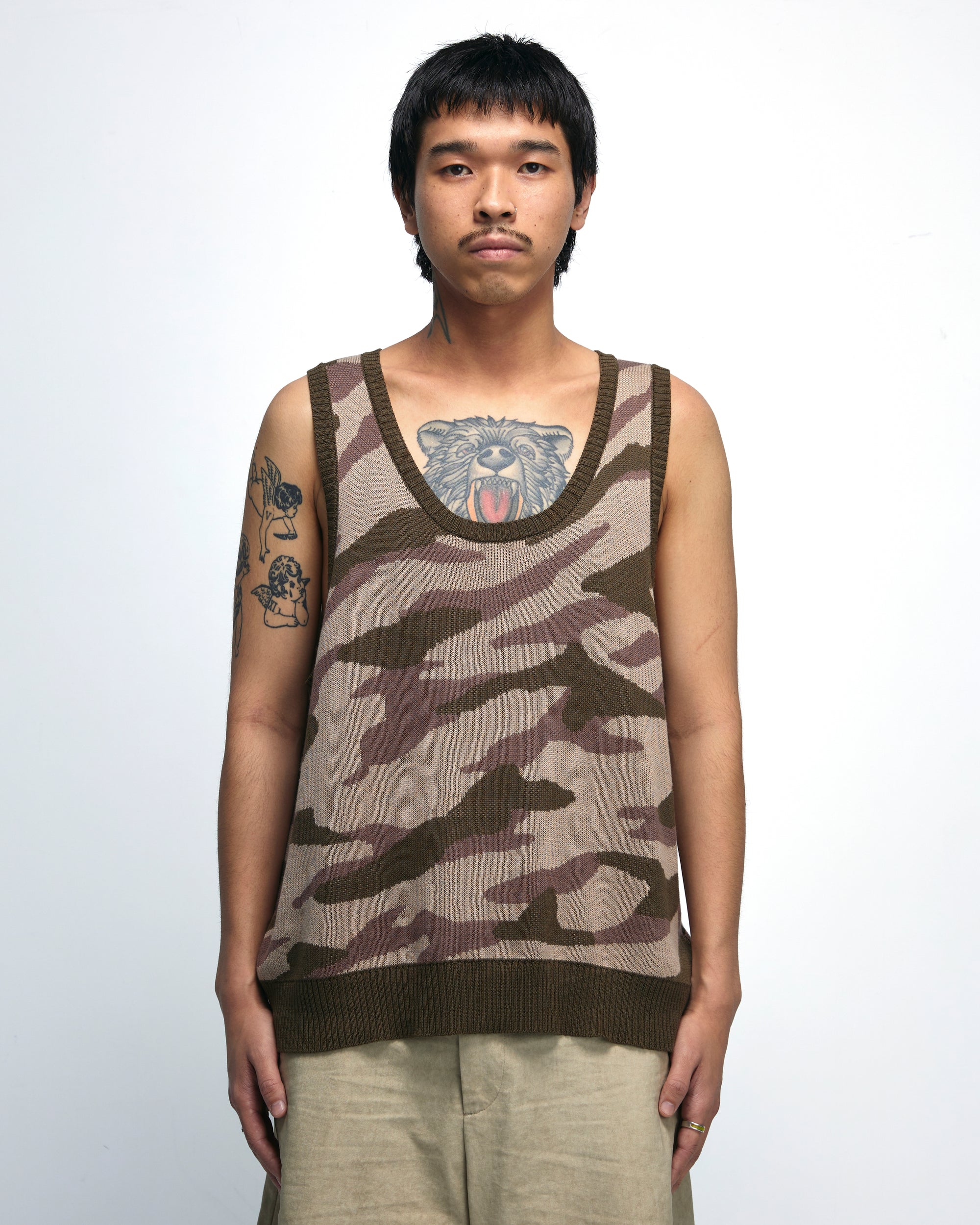 Camo knit vest