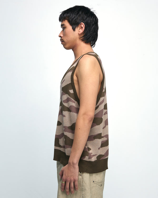 Camo knit vest