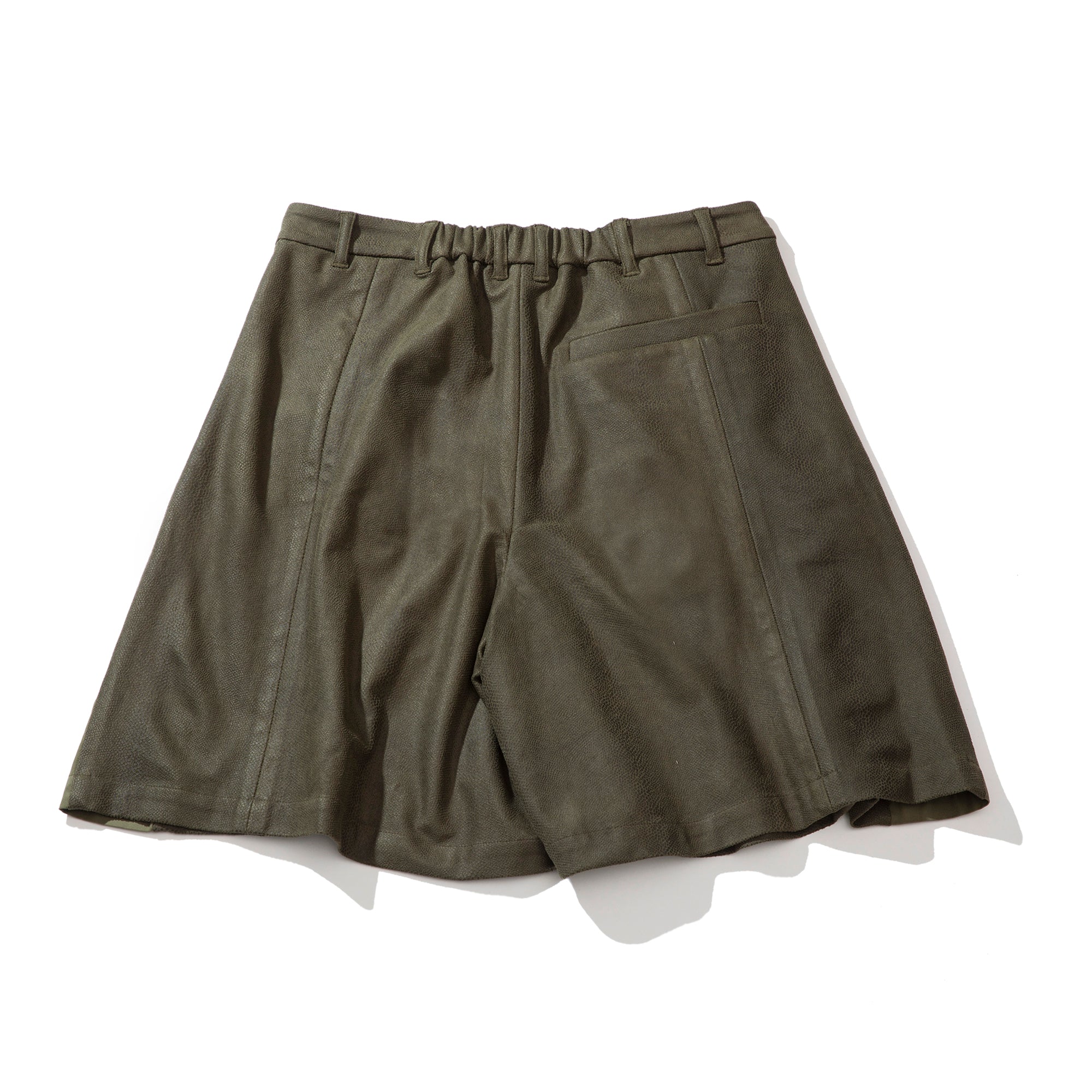 leather tuck shorts