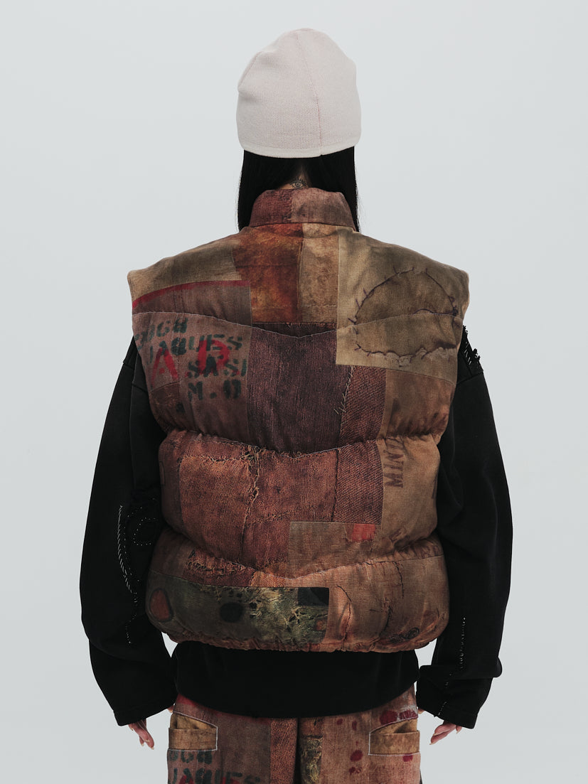 Digital print puffer vest