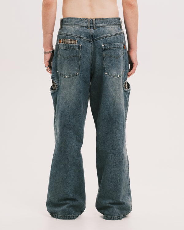 Patch denim pants